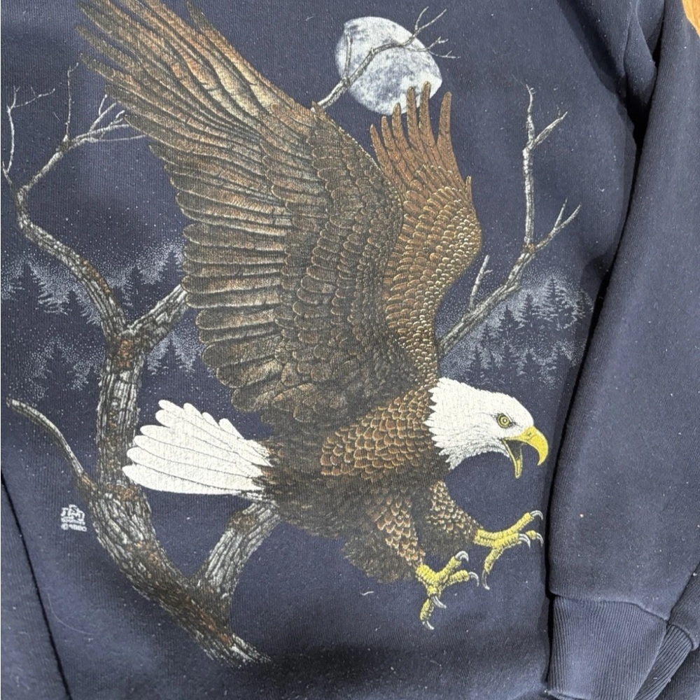 Tultex Navy Crewneck Sweatshirt with Eagle Graphic - Picture 2 of 4